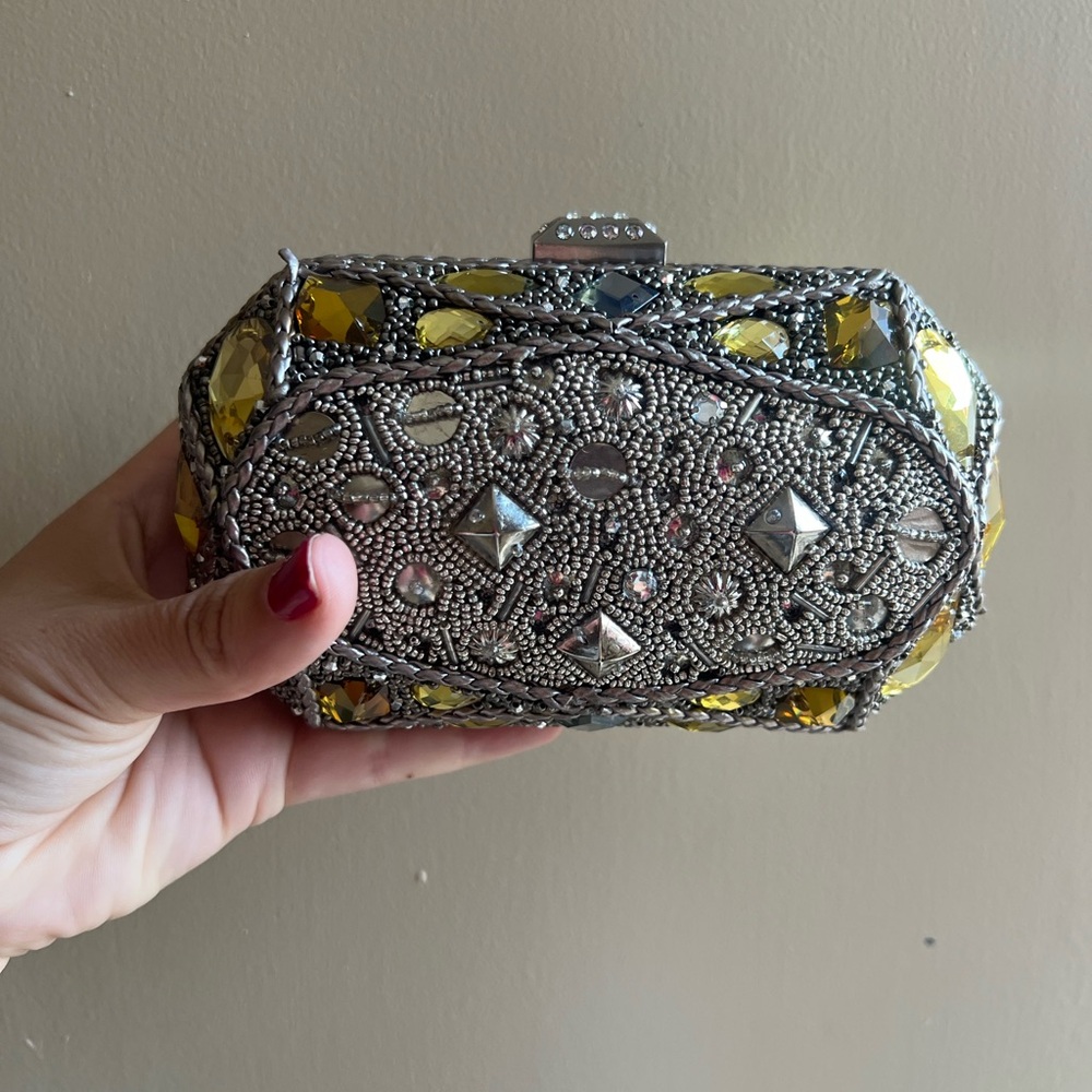 Per Se Silver and Yellow Clutch NWT